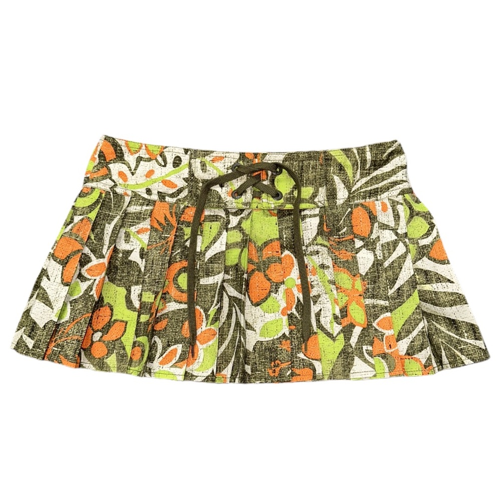 Y2K RARE NAUTICA BLUE women's lowrise tropical pleated micro skirt, XS.